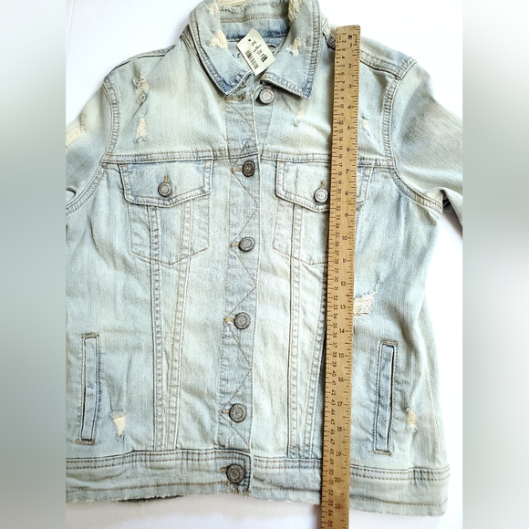 NWT Aeropostale Light Wash Blue Denim Jean Jacket Womens Sz XS Distressed - Picture 6 of 12